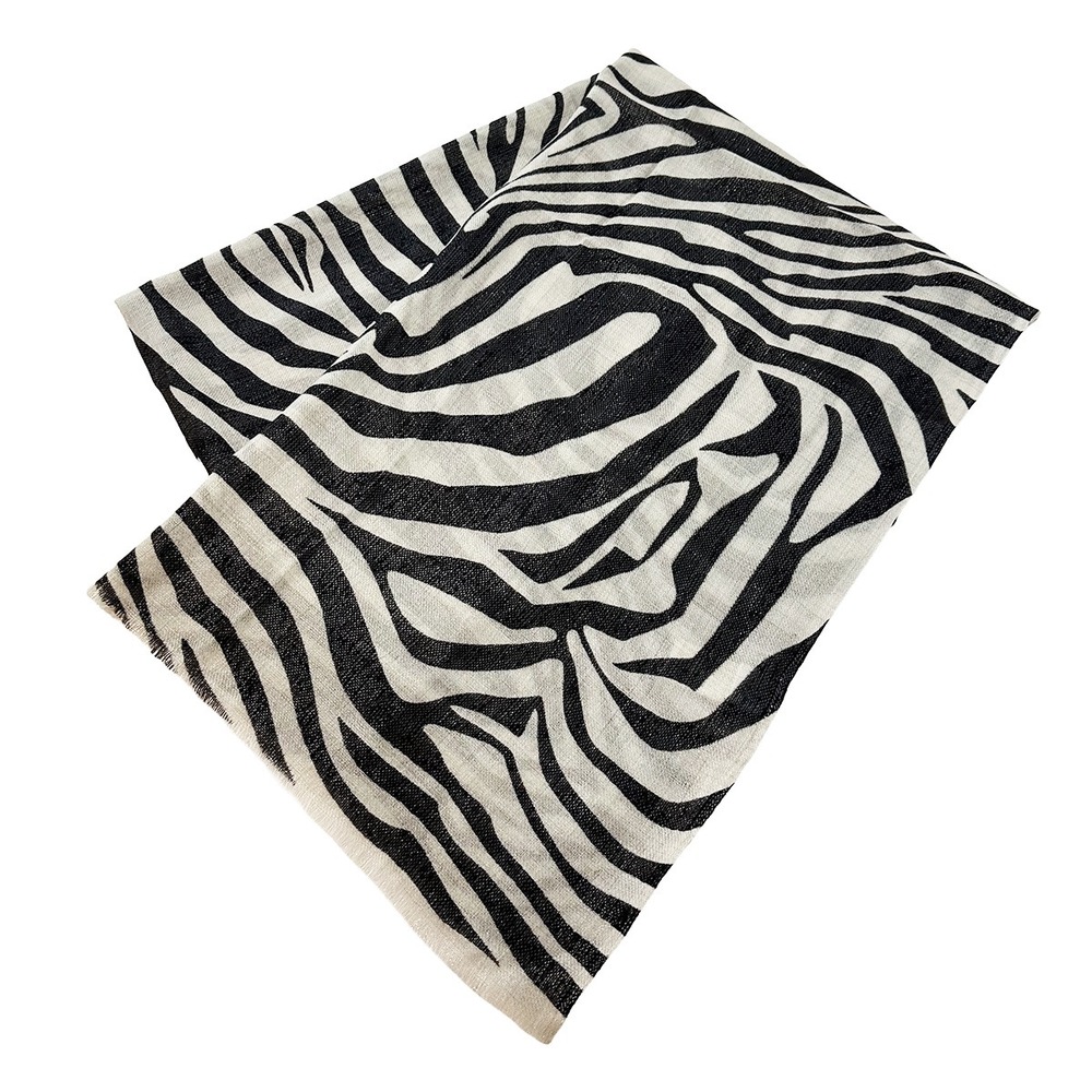 SOFT SURROUNDINGS NWT Women's Wool & Silk‎ Blend Scarf • Zebra metallic